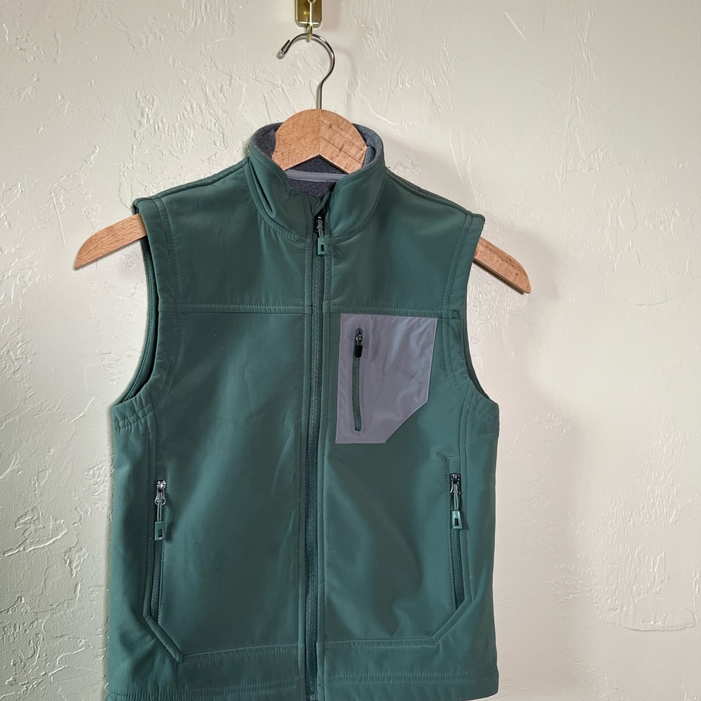 Properly Tied Boys Size 7 Sage Green Softshell Vest Fleece Lined